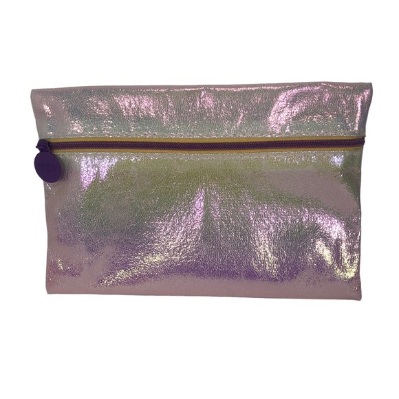 Ipsy Iridescent Purple Zippered Bag w Charm Cosmetics Makeup Pouch Coin Festival - Picture 1 of 4